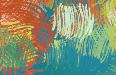 Soyut arka plan sanatı. 2D çizim. Etkileyici yağlı boya resim. Tuvalde fırça darbeleri. Modern sanat. Çok renkli arkaplan. Çağdaş sanat. İfade. Sanatsal dijital palet.