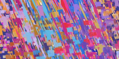 Soyut arka plan sanatı. 2D çizim. Etkileyici yağlı boya resim. Tuvalde fırça darbeleri. Modern sanat. Çok renkli arkaplan. Çağdaş sanat. İfade. Sanatsal dijital palet.