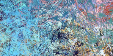 Soyut arka plan sanatı. 2D çizim. Etkileyici yağlı boya resim. Tuvalde fırça darbeleri. Modern sanat. Çok renkli arkaplan. Çağdaş sanat. İfade. Sanatsal dijital palet.