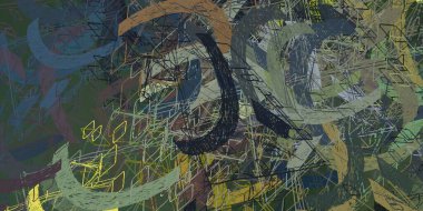 Soyut arka plan sanatı. 2D çizim. Etkileyici yağlı boya resim. Tuvalde fırça darbeleri. Modern sanat. Çok renkli arkaplan. Çağdaş sanat. İfade. Sanatsal dijital palet.