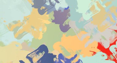 Soyut arka plan sanatı. 2D çizim. Etkileyici yağlı boya resim. Tuvalde fırça darbeleri. Modern sanat. Çok renkli arkaplan. Çağdaş sanat. İfade. Sanatsal dijital palet.