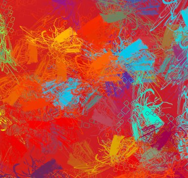 Soyut arka plan sanatı. 2D çizim. Etkileyici yağlı boya resim. Tuvalde fırça darbeleri. Modern sanat. Çok renkli arkaplan. Çağdaş sanat. İfade. Sanatsal dijital palet.