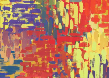 Soyut arka plan sanatı. 2D çizim. Etkileyici yağlı boya resim. Tuvalde fırça darbeleri. Modern sanat. Çok renkli arkaplan. Çağdaş sanat. İfade. Sanatsal dijital palet.