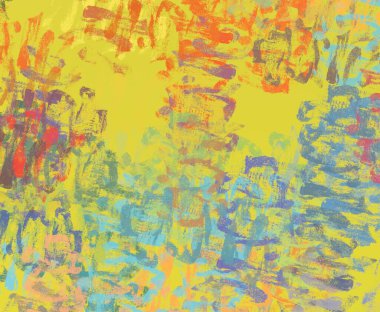 Soyut arka plan sanatı. 2D çizim. Etkileyici yağlı boya resim. Tuvalde fırça darbeleri. Modern sanat. Çok renkli arkaplan. Çağdaş sanat. İfade. Sanatsal dijital palet.