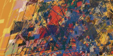 Soyut arka plan sanatı. 2D çizim. Etkileyici yağlı boya resim. Tuvalde fırça darbeleri. Modern sanat. Çok renkli arkaplan. Çağdaş sanat. İfade. Sanatsal dijital palet.