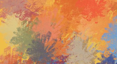 Soyut arka plan sanatı. 2D çizim. Etkileyici yağlı boya resim. Tuvalde fırça darbeleri. Modern sanat. Çok renkli arkaplan. Çağdaş sanat. İfade. Sanatsal dijital palet.