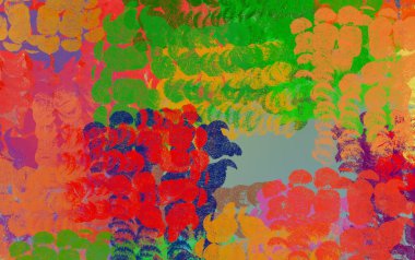 Soyut arka plan sanatı. 2D çizim. Etkileyici yağlı boya resim. Tuvalde fırça darbeleri. Modern sanat. Çok renkli arkaplan. Çağdaş sanat. İfade. Sanatsal dijital palet.