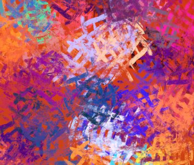 Soyut arka plan sanatı. 2D çizim. Etkileyici yağlı boya resim. Tuvalde fırça darbeleri. Modern sanat. Çok renkli arkaplan. Çağdaş sanat. İfade. Sanatsal dijital palet.