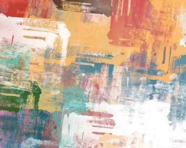 Soyut arka plan sanatı. 2D çizim. Etkileyici yağlı boya resim. Tuvalde fırça darbeleri. Modern sanat. Çok renkli arkaplan. Çağdaş sanat. İfade. Sanatsal dijital palet.