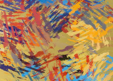 Soyut arka plan sanatı. 2D çizim. Etkileyici yağlı boya resim. Tuvalde fırça darbeleri. Modern sanat. Çok renkli arkaplan. Çağdaş sanat. İfade. Sanatsal dijital palet.