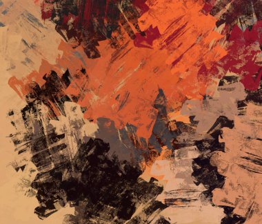 Soyut arka plan sanatı. 2D çizim. Etkileyici yağlı boya resim. Tuvalde fırça darbeleri. Modern sanat. Çok renkli arkaplan. Çağdaş sanat. İfade. Sanatsal dijital palet.