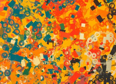 Soyut arka plan sanatı. 2D çizim. Etkileyici yağlı boya resim. Tuvalde fırça darbeleri. Modern sanat. Çok renkli arkaplan. Çağdaş sanat. İfade. Sanatsal dijital palet.