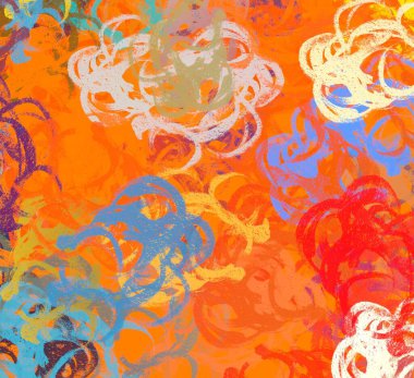 Soyut arka plan sanatı. 2D çizim. Etkileyici yağlı boya resim. Tuvalde fırça darbeleri. Modern sanat. Çok renkli arkaplan. Çağdaş sanat. İfade. Sanatsal dijital palet.