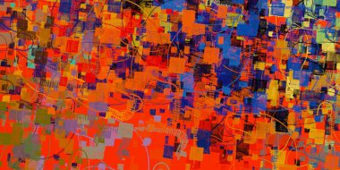 Soyut arka plan sanatı. 2D çizim. Etkileyici yağlı boya resim. Tuvalde fırça darbeleri. Modern sanat. Çok renkli arkaplan. Çağdaş sanat. İfade. Sanatsal dijital palet.