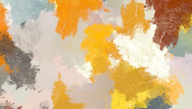 Soyut arka plan sanatı. 2D çizim. Etkileyici yağlı boya resim. Tuvalde fırça darbeleri. Modern sanat. Çok renkli arkaplan. Çağdaş sanat. İfade. Sanatsal dijital palet.