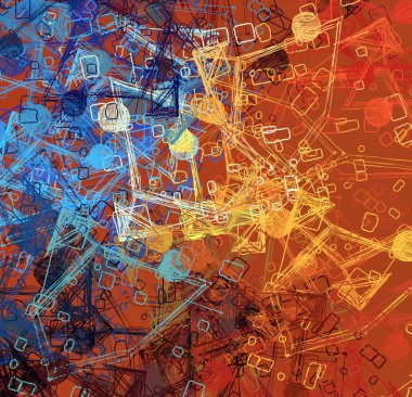 Soyut arka plan sanatı. 2D çizim. Etkileyici yağlı boya resim. Tuvalde fırça darbeleri. Modern sanat. Çok renkli arkaplan. Çağdaş sanat. İfade. Sanatsal dijital palet.