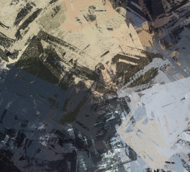 Soyut arka plan sanatı. 2D çizim. Etkileyici yağlı boya resim. Tuvalde fırça darbeleri. Modern sanat. Çok renkli arkaplan. Çağdaş sanat. İfade. Sanatsal dijital palet.