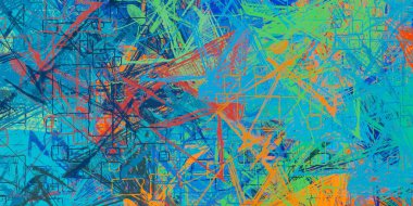 Soyut arka plan sanatı. 2D çizim. Etkileyici yağlı boya resim. Tuvalde fırça darbeleri. Modern sanat. Çok renkli arkaplan. Çağdaş sanat. İfade. Sanatsal dijital palet.