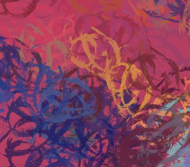 Soyut arka plan sanatı. 2D çizim. Etkileyici yağlı boya resim. Tuvalde fırça darbeleri. Modern sanat. Çok renkli arkaplan. Çağdaş sanat. İfade. Sanatsal dijital palet.