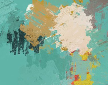 Soyut arka plan sanatı. 2D çizim. Etkileyici yağlı boya resim. Tuvalde fırça darbeleri. Modern sanat. Çok renkli arkaplan. Çağdaş sanat. İfade. Sanatsal dijital palet.