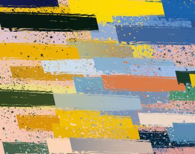 Soyut arka plan sanatı. 2D çizim. Etkileyici yağlı boya resim. Tuvalde fırça darbeleri. Modern sanat. Çok renkli arkaplan. Çağdaş sanat. İfade. Sanatsal dijital palet.