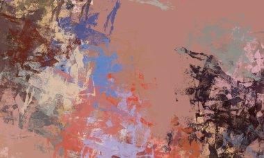 Soyut arka plan sanatı. 2D çizim. Etkileyici yağlı boya resim. Tuvalde fırça darbeleri. Modern sanat. Çok renkli arkaplan. Çağdaş sanat. İfade. Sanatsal dijital palet.