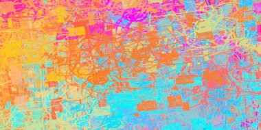 Soyut arka plan sanatı. 2D çizim. Etkileyici yağlı boya resim. Tuvalde fırça darbeleri. Modern sanat. Çok renkli arkaplan. Çağdaş sanat. İfade. Sanatsal dijital palet.