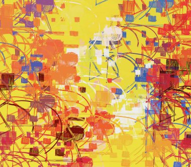 Soyut arka plan sanatı. 2D çizim. Etkileyici yağlı boya resim. Tuvalde fırça darbeleri. Modern sanat. Çok renkli arkaplan. Çağdaş sanat. İfade. Sanatsal dijital palet.