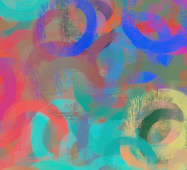 Soyut arka plan sanatı. 2D çizim. Etkileyici yağlı boya resim. Tuvalde fırça darbeleri. Modern sanat. Çok renkli arkaplan. Çağdaş sanat. İfade. Sanatsal dijital palet.