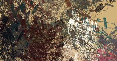 Soyut arka plan sanatı. 2D çizim. Etkileyici yağlı boya resim. Tuvalde fırça darbeleri. Modern sanat. Çok renkli arkaplan. Çağdaş sanat. İfade. Sanatsal dijital palet.