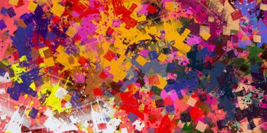 Soyut arka plan sanatı. 2D çizim. Etkileyici yağlı boya resim. Tuvalde fırça darbeleri. Modern sanat. Çok renkli arkaplan. Çağdaş sanat. İfade. Sanatsal dijital palet.