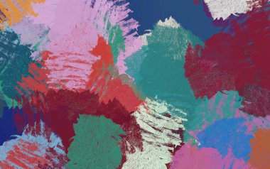 Soyut arka plan sanatı. 2D çizim. Etkileyici yağlı boya resim. Tuvalde fırça darbeleri. Modern sanat. Çok renkli arkaplan. Çağdaş sanat. İfade. Sanatsal dijital palet.