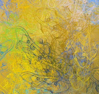 Soyut arka plan sanatı. 2D çizim. Etkileyici yağlı boya resim. Tuvalde fırça darbeleri. Modern sanat. Çok renkli arkaplan. Çağdaş sanat. İfade. Sanatsal dijital palet.