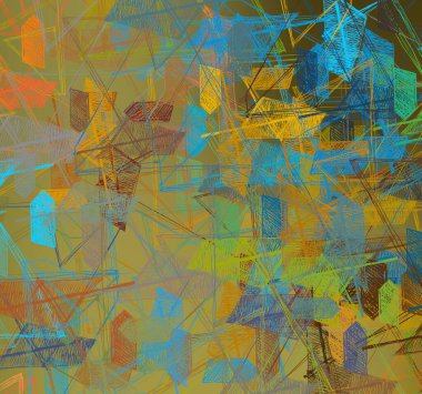 Soyut arka plan sanatı. 2D çizim. Etkileyici yağlı boya resim. Tuvalde fırça darbeleri. Modern sanat. Çok renkli arkaplan. Çağdaş sanat. İfade. Sanatsal dijital palet.