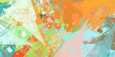 Soyut arka plan sanatı. 2D çizim. Etkileyici yağlı boya resim. Tuvalde fırça darbeleri. Modern sanat. Çok renkli arkaplan. Çağdaş sanat. İfade. Sanatsal dijital palet.