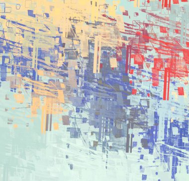 Soyut arka plan sanatı. 2D çizim. Etkileyici yağlı boya resim. Tuvalde fırça darbeleri. Modern sanat. Çok renkli arkaplan. Çağdaş sanat. İfade. Sanatsal dijital palet.