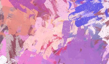 Soyut arka plan sanatı. 2D çizim. Etkileyici yağlı boya resim. Tuvalde fırça darbeleri. Modern sanat. Çok renkli arkaplan. Çağdaş sanat. İfade. Sanatsal dijital palet.