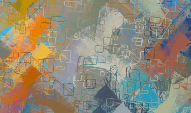 Soyut arka plan sanatı. 2D çizim. Etkileyici yağlı boya resim. Tuvalde fırça darbeleri. Modern sanat. Çok renkli arkaplan. Çağdaş sanat. İfade. Sanatsal dijital palet.