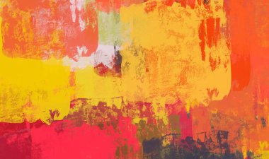 Soyut arka plan sanatı. 2D çizim. Etkileyici yağlı boya resim. Tuvalde fırça darbeleri. Modern sanat. Çok renkli arkaplan. Çağdaş sanat. İfade. Sanatsal dijital palet.
