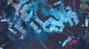 Soyut arka plan sanatı. 2D çizim. Etkileyici yağlı boya resim. Tuvalde fırça darbeleri. Modern sanat. Çok renkli arkaplan. Çağdaş sanat. İfade. Sanatsal dijital palet.