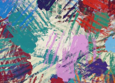 Soyut arka plan sanatı. 2D çizim. Etkileyici yağlı boya resim. Tuvalde fırça darbeleri. Modern sanat. Çok renkli arkaplan. Çağdaş sanat. İfade. Sanatsal dijital palet.