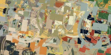 Soyut arka plan sanatı. 2D çizim. Etkileyici yağlı boya resim. Tuvalde fırça darbeleri. Modern sanat. Çok renkli arkaplan. Çağdaş sanat. İfade. Sanatsal dijital palet.