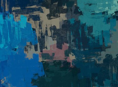 Soyut arka plan sanatı. 2D çizim. Etkileyici yağlı boya resim. Tuvalde fırça darbeleri. Modern sanat. Çok renkli arkaplan. Çağdaş sanat. İfade. Sanatsal dijital palet.