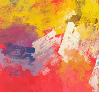 Soyut arka plan sanatı. 2D çizim. Etkileyici yağlı boya resim. Tuvalde fırça darbeleri. Modern sanat. Çok renkli arkaplan. Çağdaş sanat. İfade. Sanatsal dijital palet.