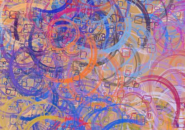 Soyut arka plan sanatı. 2D çizim. Etkileyici yağlı boya resim. Tuvalde fırça darbeleri. Modern sanat. Çok renkli arkaplan. Çağdaş sanat. İfade. Sanatsal dijital palet.