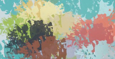 Soyut arka plan sanatı. 2D çizim. Etkileyici yağlı boya resim. Tuvalde fırça darbeleri. Modern sanat. Çok renkli arkaplan. Çağdaş sanat. İfade. Sanatsal dijital palet.