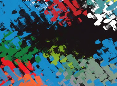 Soyut arka plan sanatı. 2D çizim. Etkileyici yağlı boya resim. Tuvalde fırça darbeleri. Modern sanat. Çok renkli arkaplan. Çağdaş sanat. İfade. Sanatsal dijital palet.