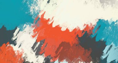 Soyut arka plan sanatı. 2D çizim. Etkileyici yağlı boya resim. Tuvalde fırça darbeleri. Modern sanat. Çok renkli arkaplan. Çağdaş sanat. İfade. Sanatsal dijital palet.