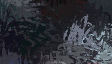 Soyut rastgele şekiller. 2D illüstrasyon arka planı. Düz beton duvarda sanatsal modern sanat kalıpları. Kabataslak boyalı yüzey. El yapımı fırça darbeleri.