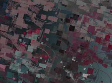 Soyut arka plan sanatı. 2D çizim. Etkileyici yağlı boya resim. Tuvalde fırça darbeleri. Modern sanat. Çok renkli arkaplan. Çağdaş sanat. İfade. Sanatsal dijital palet.